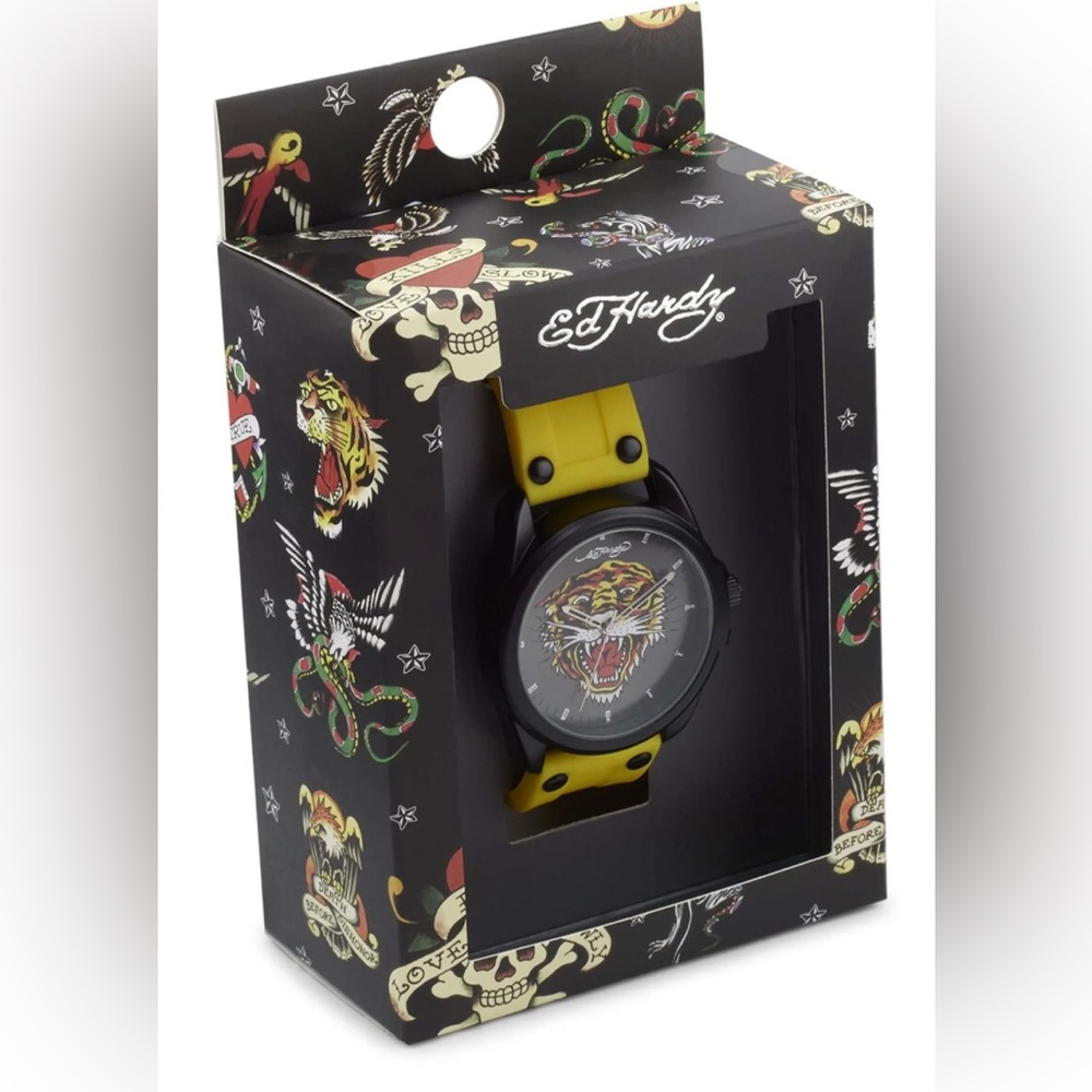 Ed Hardy Tiger Face Yellow Watch